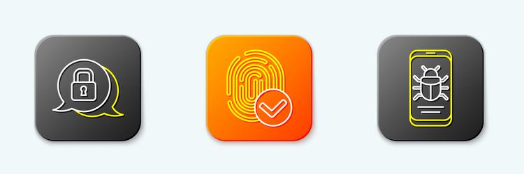 set line cyber security fingerprint and system vector image