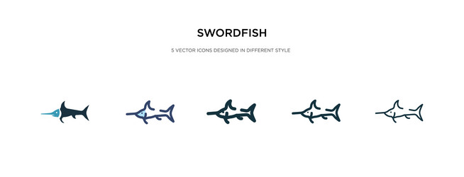 swordfish icon in different style two colored vector image