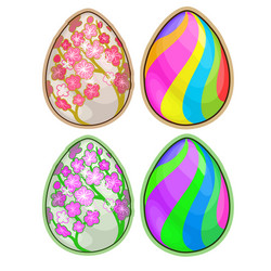 easter eggs with floral and striped pattern Vector Image