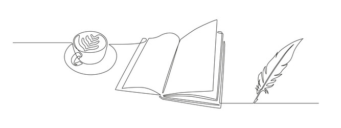 one continuous line drawing of bird feather vector image