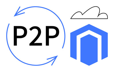 peer-to-peer connection with cloud storage vector image