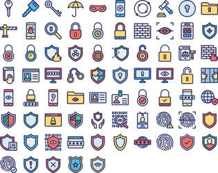 security isolated icons set every single c vector