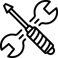 wrench screwdriver icon outline style vector