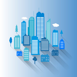 cities blue buidling design vector