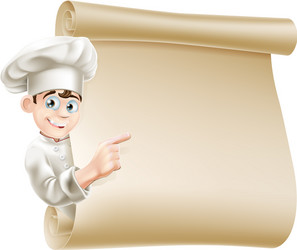 Happy Chef with Menu Scroll vector image