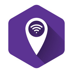 white pointer map with wifi internet signal vector image