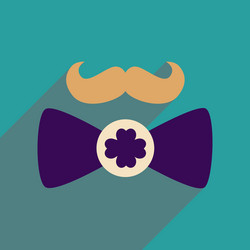 Flat web icon with long shadow mustache butterfly vector