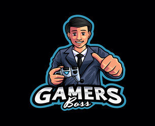 Gamer boss mascot logo design vector