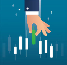 Hand holding a candlestick stock exchange vector