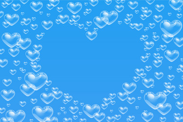 heart shaped bubbles frame with empty space text vector image