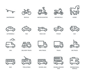 road transport icons vector