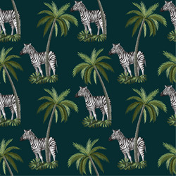 seamless pattern with zebra and palm trees vector image