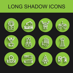 set line robot and digital time manager worker vector image