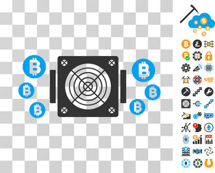 bitcoin mining asic device icon with bonus vector image