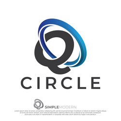 Circle q logo abstract swirl design vector