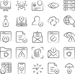 Cyber security icons in modern line style vector