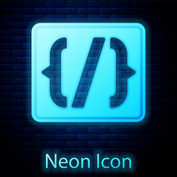 glowing neon programming language syntax icon vector image