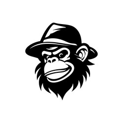 monkey head with wearing cap icon Vector Image