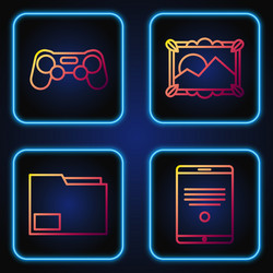 set line tablet document folder gamepad vector image