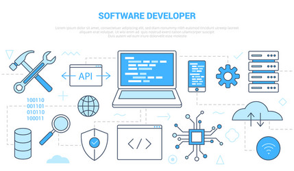 software developer concept with icon set template vector image