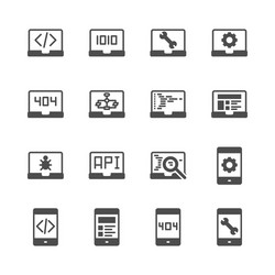 programming and coding in glyph icon set vector image