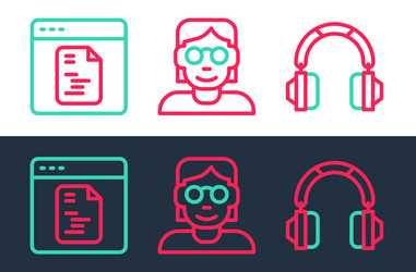 set line headphones software and hacker or coder vector image