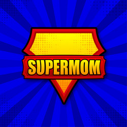 Supermom logo template frame with divergent rays vector