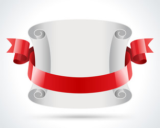 Unfolded scroll tied with red ribbon vector