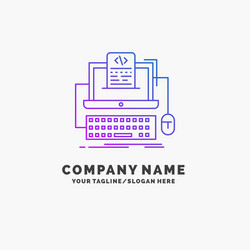 code coding computer monoblock screen purple vector image