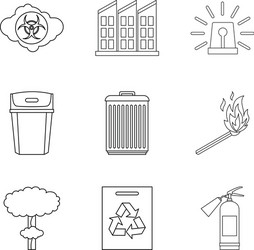 problem with ecology icons set outline style vector image