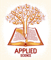 Tree with apples combined pencil over open vector