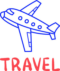 Cartoon travel plane doodle lettering vector