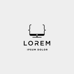 coding monitor logo design template lineart vector image