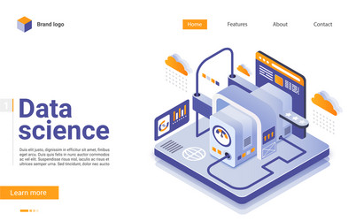 Data Science Isometric Website Template vector image