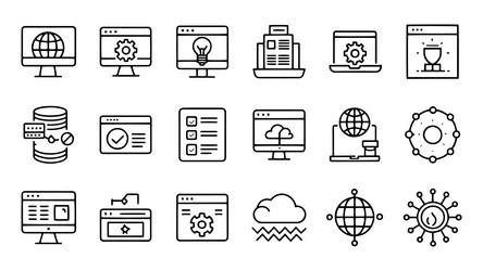 information technology web icon set in line style vector image