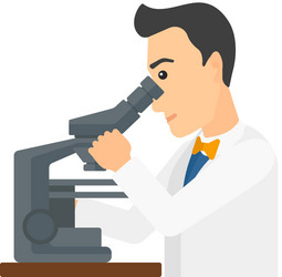laboratory assistant with microscope vector image
