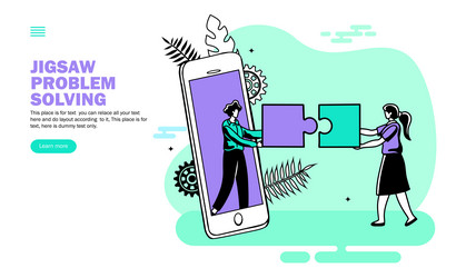 online team support for app problem with jigsaw vector image
