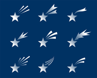 set of shooting stars trail icon element design vector image
