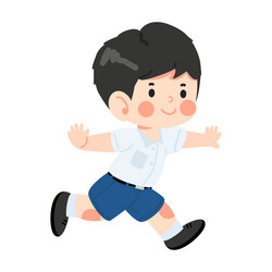 cute boy running to school cartoon vector