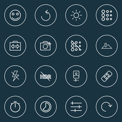 image icons line style set with refresh blur off vector image