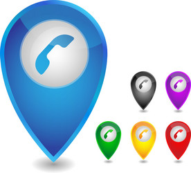 map pointer with phone icon colorful vector