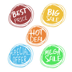 Sale hand drawn word tag vector