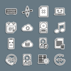 set line clock 24 hours delete file document vector image