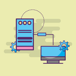 computer data server tower copying information vector image