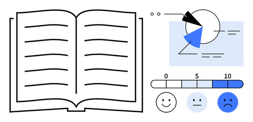 open book with graph diagram and rating scale vector image
