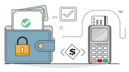 secure wallet and pos terminal for online payment vector image