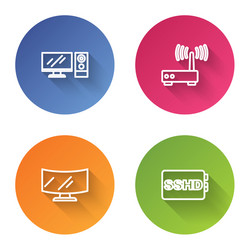 set line computer monitor router and wi-fi signal vector image