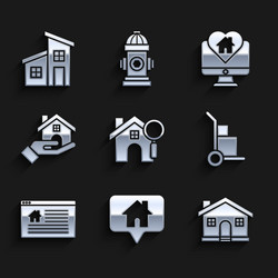set search house map pointer with hand vector image