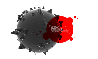 abstract sphere background with waves 3d surface vector image