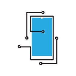 Circle line connect tech icon logo Royalty Free Vector Image